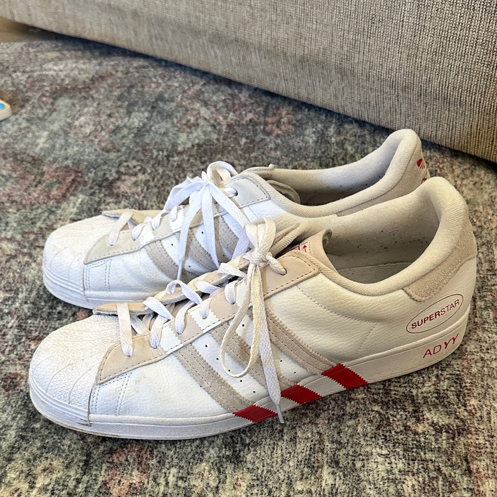 Adidas Superstar White with Red Stripes size 13